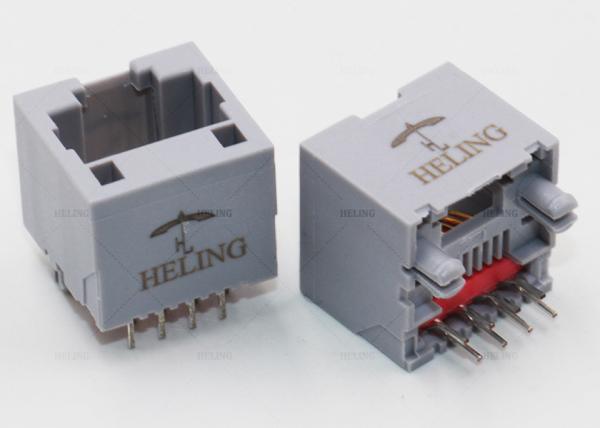 Female 8P8C RJ45 Right Angle Connector 10 / 100 Base - T Magnetic With G / Y LED Pipes