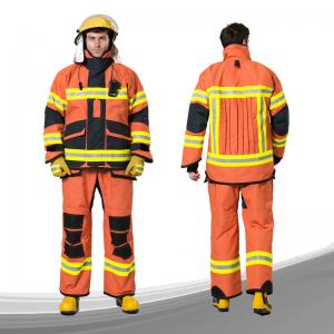 Orange Color Firefighter Uniform , High Durability Fire Resistant Suit