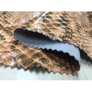 China 0.6mm Scuba Suede Printed Leather Fabric With Snake Skin Design Plus Lamination Effect wholesale