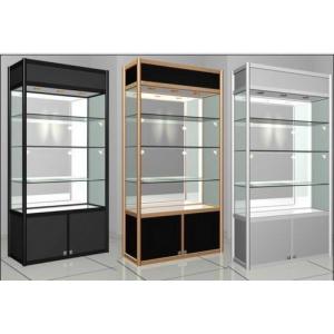 China Portable Wheel Shop Display Shelving Lockable Glass Cabinet For Shopping Mall supplier