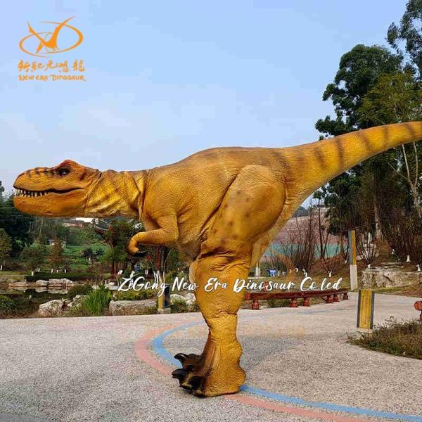 China Costume de dinosaure réaliste jaune, cadre en acier, caoutchouc silicone, 3-4m wholesale