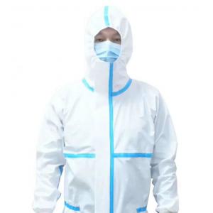 Hospital Disposable Protective Suit Virus Isolation With Blue Tape Customization