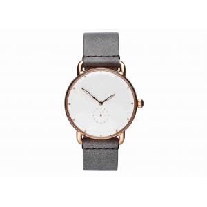 5ATM water resistant Grey leather wrist watch rose gold quartz watches bezel japan movt