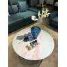 China Rose Rainbow Round Marble Top Coffee Table Marble Pedestal Table Scratchproof wholesale