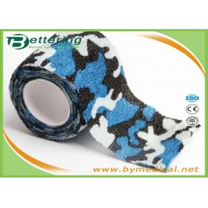 China Blue Colour Camouflage Printing Non Woven Cohesive bandage Pre Wrap for Army Camping Hunting supplier