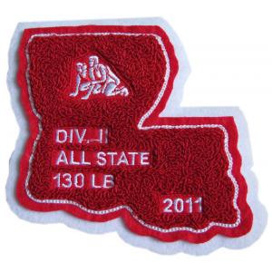 Simple Design Chenille Sports Patches 3 Inches High Heat Cut Border