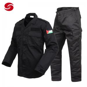 China Long Sleeve Black Cotton Police Security Guard Uniform Shirt Suit supplier