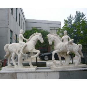 China Stone carving figure sculpture white marble girl statue riding horse statue,stone carving supplier supplier