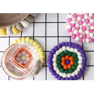 Circle Heart Shaped Wool Felt Balls , 10 Cm Coloured Felt Balls 1-3mm Thickness