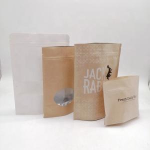 China Kraft Biodegradable Stand Up Pouches Paper Bag With Clear Window supplier
