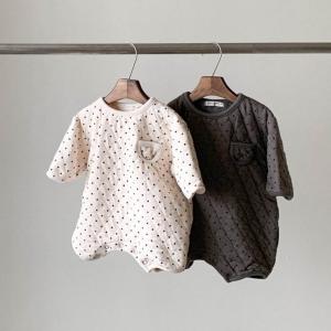 Baby Quilted Romper With Cream And Charcoal Brown Cloud Island Infant Rompers