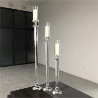 China Small Crystal Glass Candle Holder Luxury Event Table Decoration Long Pole 115CM on sale