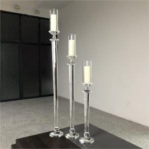 China Small Crystal Glass Candle Holder Luxury Event Table Decoration Long Pole 115CM supplier