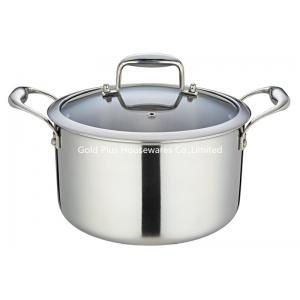 18-24cm Manufacturer supplier double handle stainless steel soup pot multi-layer thickened stock pot with glass lid