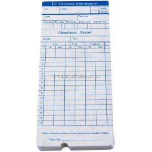 100pcs/ pack Time Cards/ punch paper cards for Bimi time recorder C100 Item OEM