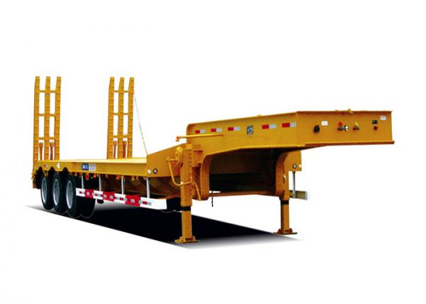 50 Ton Low Bed Semi Trailer With 3 YUEK Axle , Drop Bed Low Loader Trailer