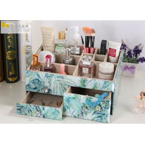 Square Desk Organiser Box / Glass Makeup Storage Box Tropical Rainforest Pattern