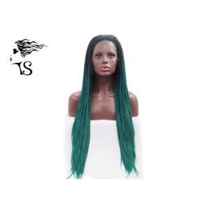 Green Color Fashion Synthetic Braided Lace Front Wigs For Black Women Extra Long