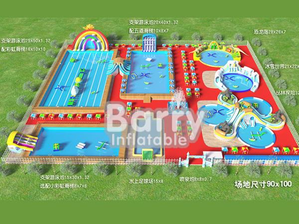 Commercial inflatable water park equipment , metal frame inflatable amusement