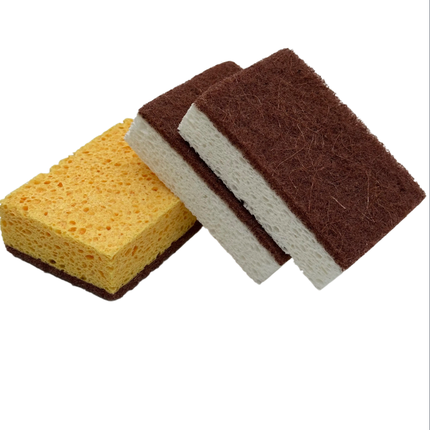 Sisal Pulp Scouring Pad with High Absorbency for Oil and Water Multi-Surface Kitchen Cleaning