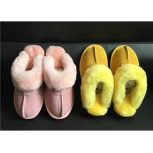 China Tan Suede Sheepskin Slippers Winter Women Chestnut Classic Sheepskin Slippers wholesale