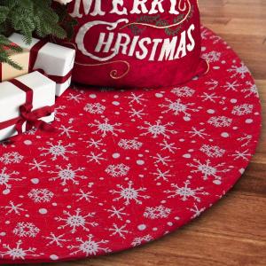 32 Inches Small Christmas Tree Skirt Double Layers Red and White Snow Carpet for Party Holiday Decorations Xmas Ornament
