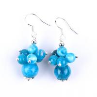 China Gemstone Apatite Dainty Copper Silver Plating Natural Crystal Stone Dangle Short Flower Bead Earring on sale