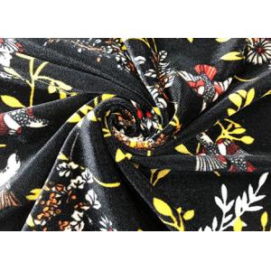 Warp Knitted Polyester Velvet Fabric / Birds Flowers Patterned Velvet Fabric