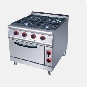 Stainless Steel Gas Stove And Electric Oven For Hotel Kitchen With 4 Burners And Oven