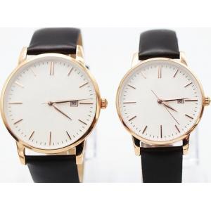 Charm Mens Stainless Steel Watch / Black Leather Wrist Watch Pair For Couples