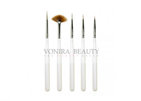Pearl White Full Line Nail Art Brushes Set With Pure Kolinsky Hair And Nature