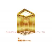 China Soft Lighting Elevator Cabin Decoration With Titanium Gold Mirror / Etched on sale