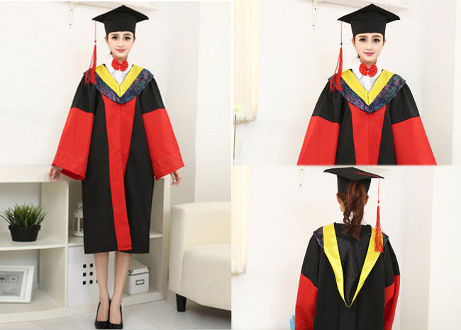 Pure Polyester Teen School Uniform , Black Graduation Gown For College ...