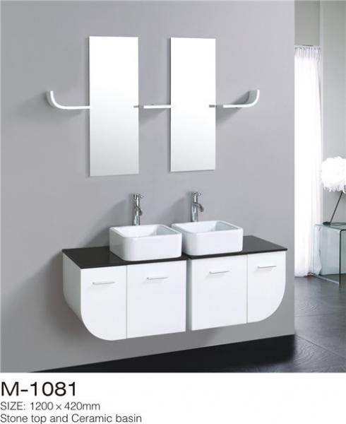 MDF Material Double Sink Vanity Unit , Wall Mounted Bathroom Cabinet Size 1200