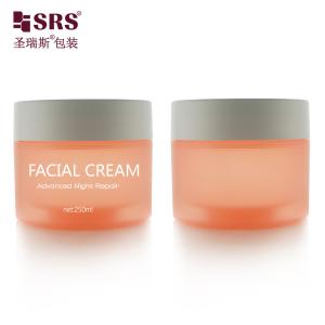 China SRSJK-250g Round Cylindrical Shape Food Grade Empty Frosted Orange Translucent Plastic Jar With Double Layer Design White Lid Closure For Eye Pads wholesale