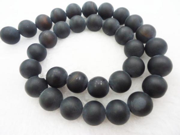 10mm Agate Material Matte Black Onyx Beads , Semi Precious Gem Beads OEM