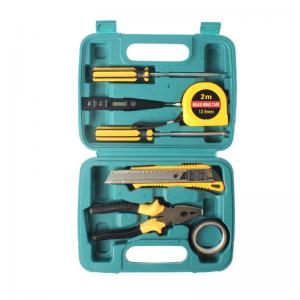 China Small Homeowner Tool Set 9 Pieces General Household Small Hand Tool Kit with Plastic Tool Box Storage Case supplier