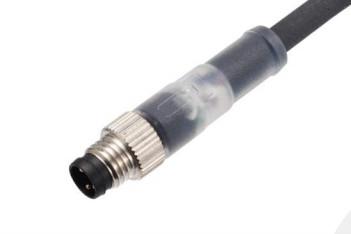 Industrial Grade M8 Straight Male Plug with Overmolded Design and LED Indicator IP67