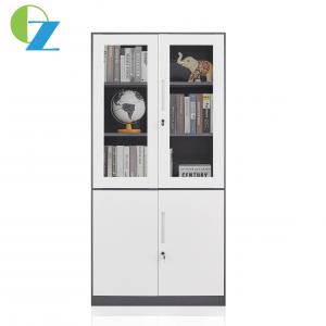 Filing Metal Storage Cupboard 12mm Slim Edge 2 Glass Door For Office