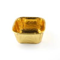 China Metallic Foil Cupcake Liners Golden Aluminum Bakery Packaging Disposable Box on sale