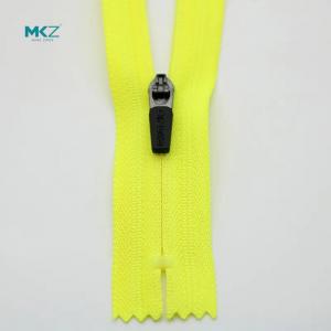 Fluorescent Green Bag Open Ended Invisible Zip With Locking Glue Pull Head