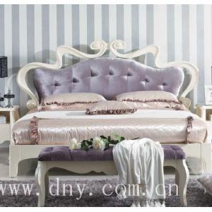 fashion wooden white King size Bed and queen size bed, decorated with fabric