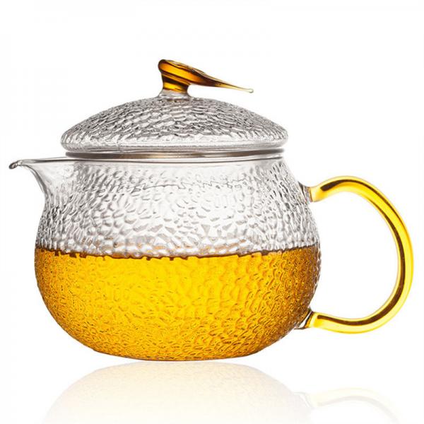 High Temperature Resistant Borosilicate Glass Teapot , Glass Filter Flower