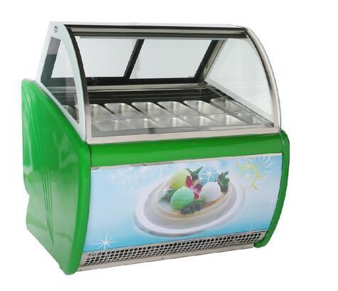 14 Pans Stainless Steel Pastry Shop Ice Cream Display Freezer