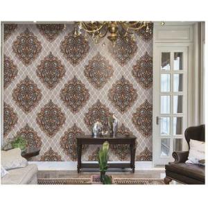 Washable PVC Vinyl Wallpaper , Classic Damask Wallpaper Designs For Living Room