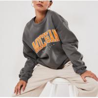 China Plain Cotton Crew Neck Jumper Womens Grey Graphic Sweatshirt on sale