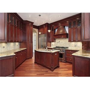 China Red / Black Solid Wood Kitchen Cabinets With American Standard Sink And Faucet wholesale