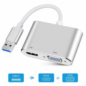 USB 3.0 to  VGA Adapter, 2 in 1 USB to  Adaptor 1080P for Windows7/8/10