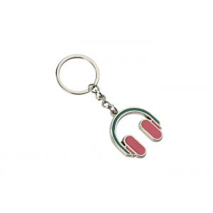 Pink Headphone Iron Enamel Key Chains Mini Advertising Gift Keyring