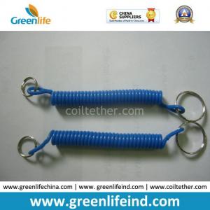 Simple Design Blue Spring String Coiled Key Chain Lanyard Holder